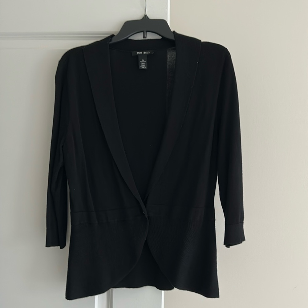 WHBM 3/4 Sleeve Open Black Cardigan. Size M